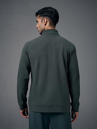 Image of TECHNOSPORT Men's Regular Fit Solid Mock Collar Jacket With Elasto Plus for Sports, Gym & Regular Use