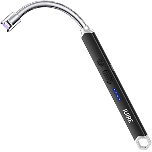 Stabfeuerzeug Lichtbogen Feuerzeug Elektrisch mit Längerer Hals, Sicherheitsschloss Kerzen Gadgets Typ C Aufladbar Plasma Kerzenanzünder für Küche...