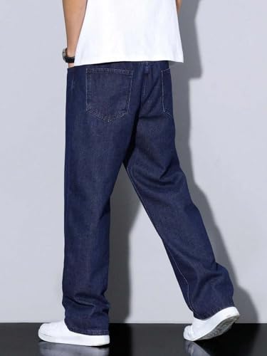 Image of KOTTY Mens Solid|Mid Rise| Coin Pocket|Button|Ankle Length|Loose Fit|5 Pocket Jeans for Mens