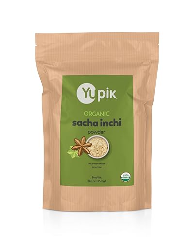 Yupik Organic Sacha Inchi Powder 8.8 oz, USDA Certified, Non-GMO, Vegan Protein Powder, Gluten-Free, Kosher, Superfood Rich in Protein, Fiber & Omega-3s, Perfect for Smoothies & Baking