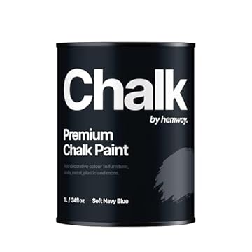 Hemway - Premium Chalk Paint - Soft Navy Blue 1 L | Chalky Matt Shabby Chic Finish for Interior Furniture & Walls | Quick Dry & 1 Coat