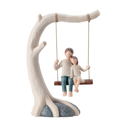 Father and Daughter Swing Statue 9.2 Hand-Painted Resin Figurine Sculpted Home Decor Dad Gifts from Daughter for Fathers Day Birthday Desktop Shelf Decoration Sentimental Gifts for office