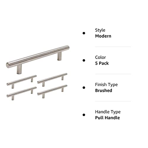 Homdiy Brushed Nickel Cabinet Handles Drawer Pulls - Hd201Sn Cabinet Pulls 4In Hole Centers Cabinet Hardware 5Pack Cabinet Door Handles For Kitchen Cabinets #TOP7