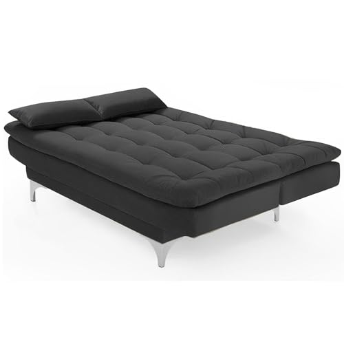 Image of Krancy 3-Seater Sofa Cum Bed for Living Room, Office & Home | Premium Fabric Sleeper Sofa Set with 1 Year Warranty | Comfortable Sofa for Guests, Lounge & Small Spaces | Black