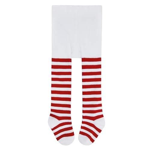 Image of American Trends Baby Leggings Stocking Toddler Girl Socks Tights for Baby Girls Kids Winter Knitted Leggings, Z White Red Stripes, 6-12 Months