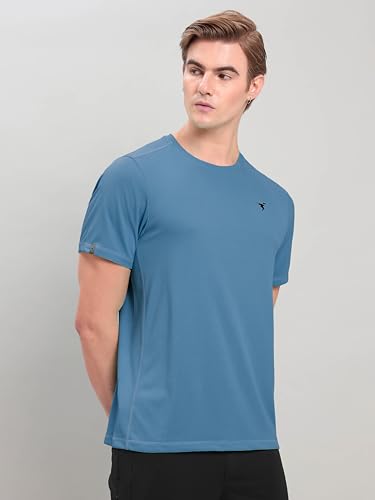 Image of TECHNOSPORT Men's Slim Fit Polyester Activewear Sports T-Shirt with Moisture-Wicking Comfort for Workout, Running & Gym