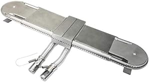 LOKHING 004 BBQ Stainless Steel Grill Oblong Tube Burner Replacement Parts Adjustable Universal BBQ Grill Oblong Tube Burner for Most Outback Gas Grills (Adjust from 38CM to 56CM)