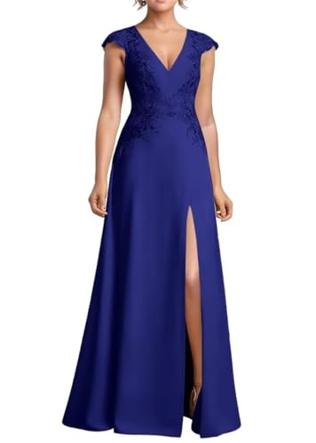 Robe de soirée formelle à col en V bleu marine grande taille 58