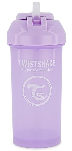 Twistshake Tasse de Paille 360 ml – Gobelet Bébé avec Paille Anti-Fuite – Bouteille d’Eau Anti-Déversement pour Tout-Petits – Tasse de Sevrage Sans BPA – Violet