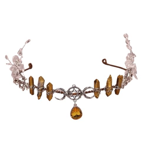 XITEA ハンドメイド クリスタル ヘッドバンド 女の子 魔女 ヘッドウェア クリスタル ムーン チャーム 仮面舞踏会 ハロウィン 魔女 パーティー