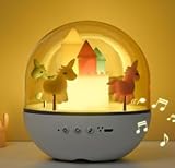 Colorful Life Carousel Night Light, Rotating Music Lamp with Remote, White/Warm/Ice Blue Light, Gift for Girls Boys Bedroom Decor (Carousel Night Light, Remote Control Eight Tone Model)