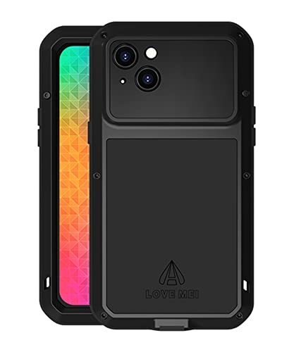 Funda antichoque iPhone 14 Plus Love Mei protectora de aluminio y polvo color negro