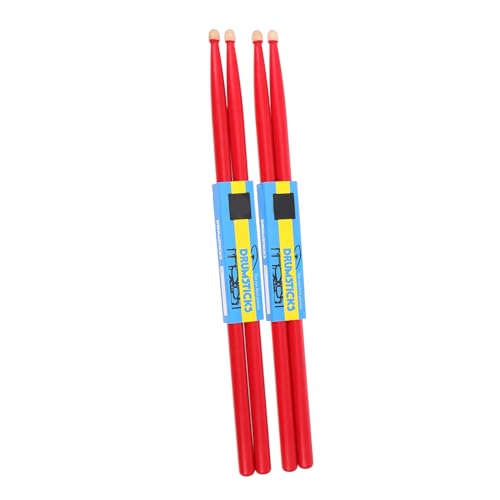 2 pares de baquetas de madera de arce rojas antideslizantes, ligeras, con punta redonda para tono claro, accesorios para batería y percusión miniatura 1