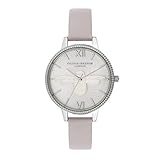 Silberfarbenes Zifferblatt in Glitzeroptik mit Sonnenschliff und silberfarbenen römischen Ziffern