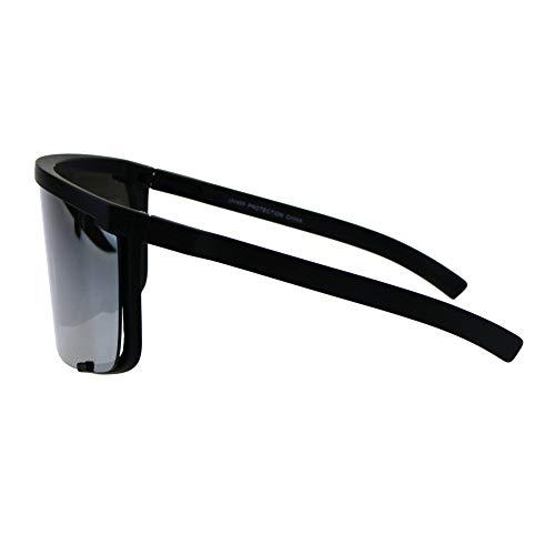 PASTL Super Oversized Goggle Sunglasses Unisex Fashion Square Black, Silver Mirror Lens4