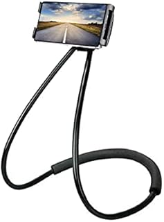 Universal Smart Mobile Phone Stand,Hanging on Neck Cell Phone Mount Holder, Flexible Lazy Bracket DIY Free Rotating for Multiple Functions (Black)