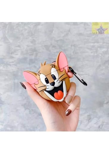 Image of Like Star (2024) Cartoon Design Case Cover for Apple AirPods Pro /Pro2, 360 Full-Body Protective Case Shockproof with Keychain Skin Protector Cover for Men and Women (Jerry) with (Cable Protector)