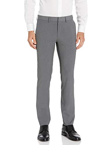 J. M. Haggar 4-Way Stretch Plain Weave Ultra Slim Flat Front Premium Flex WB Suit Separate Pant, Htr. Grey, 38 x 30