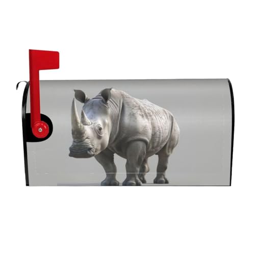 Animal Rhino - Funda para correo electrónico con tapa magnética para buzón de correo electrónico para decoración de jardín al aire libre
