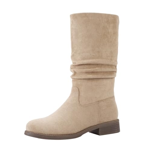 Shoe'N Tale Slouchy Mid Calf Flat Boots for Women...