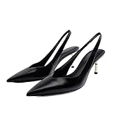 WALFREW Tacones Altos High-Heeled Shoes Women's Pointed Shallow Mouth Female Black Sandals High Heel Muller Sandals Pumps(Schwarz,36 EU)