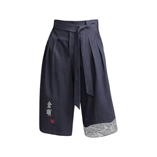 Boys Japanese Traditional Pants with Drawstring Asian Clothing Trousers Kids Summer Casual Loose Fit Linen Shorts2