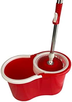 Spin Mop And Bucket Set With 2 Super Absorbent Microfiber Mop Heads Easy Press Spinning Rotating Mop Handle