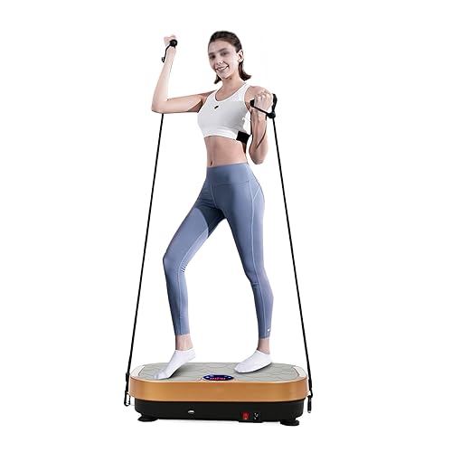 EILISON Vibration Plate Fitpro Exercise Machine – Allenamento corpo vibrante piattaforma fitness w / Loop Bands – Macchina per drenaggio linfatico per modellare, tonificare, benessere, recupero