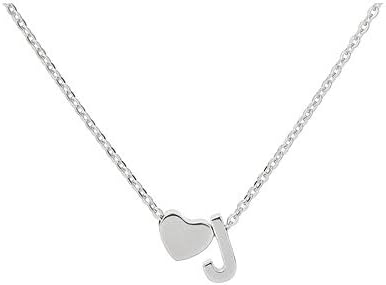 Tiny Gold Silver Love Heart Initial Necklace Personalized Dainty Letter Necklace Name Jewelry for Women Birthday Gift(silver J)