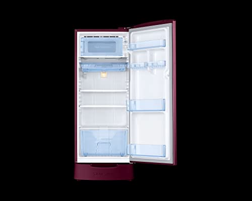 Image of Samsung 183 L, 2 Star, Digital Inverter, Direct-Cool Single Door Refrigerator (RR20C2812R8 /NL, Blooming Saffron Red, Base Stand Drawer)