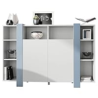Vladon Highboard Ida | Buffet Con 12 Scomparti | Credenza Bianco Opaco E Grigio Chiaro | 149x101x34 Cm | Ampia Scelta Colori