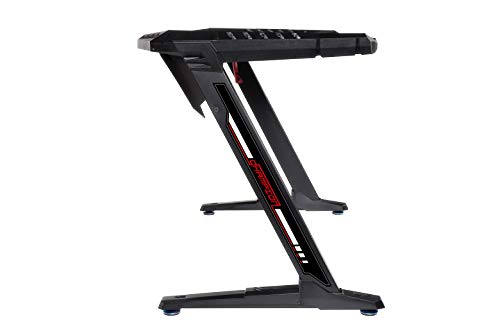 Image of Carbon X Pro Ergonomic Z2 Gaming Desk | Computer Gaming Desk with Retractable Cup Holder, Headset Hook | RGB Light (Black)