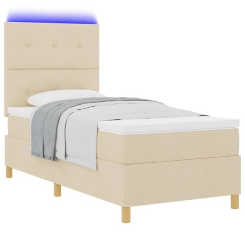 vidaXL Estructura de Cama con Botones capitoné colchón de Espuma y Capa para Dormitorio Individual, Muebles para Interiores, Elegante, construcción de Pino Macizo, Madera incluida, Moderna