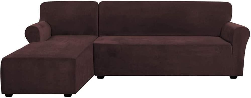 Luxury L-Shaped Sofa Covers 2 Pieces Sectional Sofa Slipcovers Velvet Stretch Corner Sofa Cover with Straps Bottom for Living Room (Color : Deep Teal, Size : 2 Seater+2 Seater)