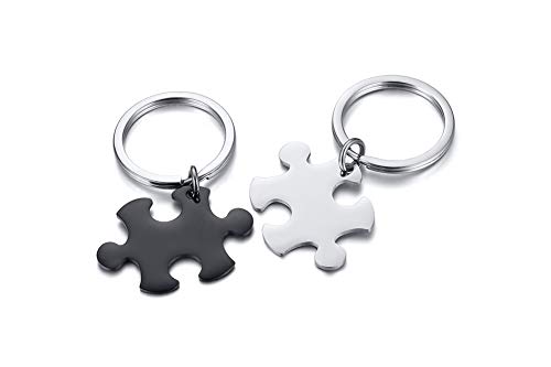 VNOX 2/3/4/5/6 Pcs Personalizar Amistad Personalizada/Amor Familia Rompecabezas Pareja Collares Pendientes/Llaveros/Pulseras para Lover Friend BFF,Joyas de Acero Inoxidable,Grabado Gratuito