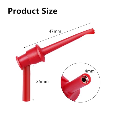 Image of 2Pcs Mini Grabber Test Clip with 2mm /4mm Banana Jack, Multimeter Test Lead Hooks Clips Push on Test Probe Electronic Testing IC Grabber (2mm Banana Plug)