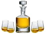 Ravenscroft Crystal | European-Made, Hand-blown Scotch Decanter Gift Set | 1 Decanter with Stopper & 4 Tumblers | 100% Lead-Free Crystal | Gift-Boxed