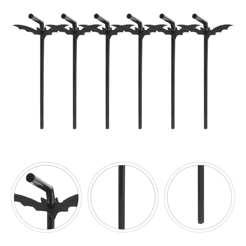 10 pitillos de plástico negro para fiesta de Halloween miniatura 6