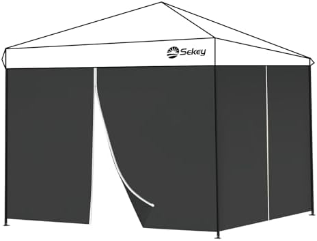Sekey 2PCS Pavillon Seitenteile 3x3 Seitenwände für Pavillon 3x6 | 2 Türen, 210D Oxford-Gewebe, wasserdicht, winterfest, schnelle & einfache Befestigung, UV-Schutz 50+, Schwarz