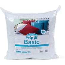Fairfield Poly-Fil Basic Pillow Inserts, Ideal for Decorative Pillows, Travel Pillows, and Home Decor, Zippered, Non-Woven Cover, Spot Clean, 20 Square, White