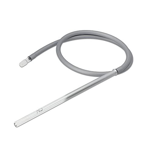 AO® Shisha Glasmundstück-Set Liner XL Round | Set: Glasmundstück + Schlauchanschluss 18/8 Schliff + Soft-Touch Silikonschlauch | Farblich optimal, äußerst langlebig & pflegeleicht! (Silber) Cover