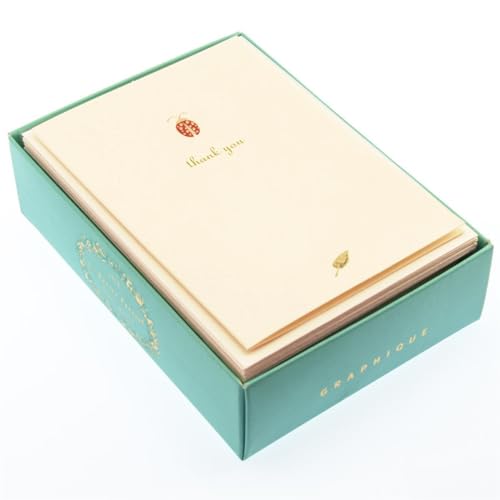 Image of Graphique Ladybug La Petite Presse Boxed Notecards - 10 Embossed and Embellished Gold Foil Ladybug inchThank You inch Notes with Matching Envelopes, 3.25 inch x 4.75 inch