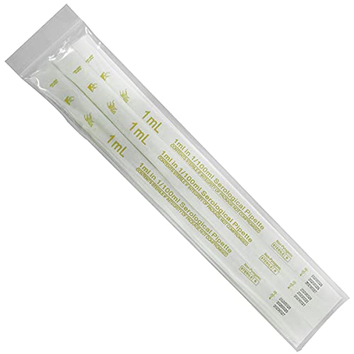 Meetoot Serological Pipette 10Pcs 1Ml Disposable Independent Sterilizing Packing Polystyrene Serum Pipets With Graduated Sterile Burette #TOP27