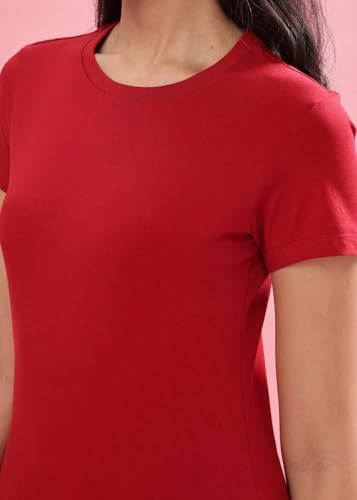Image of Dollar Women's Solid Stretchable Cotton Round Neck Tshirt