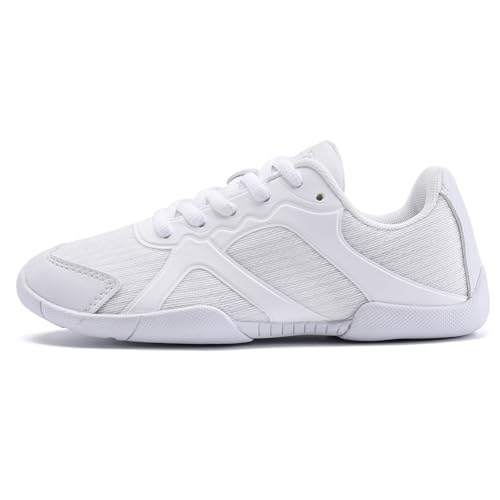 Image of Youth Cheer Shoes Girls White Cheerleading Shoes Dance Athletic Training Breathable Fabric Dancing Lightweight Competition Comfortable Sport Kids Girls Cheer Sneakers