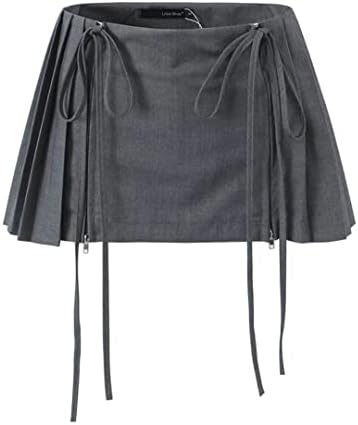 RICHTRUE Preppy Y2k Low Rise Pleated Mini Skirt for Women Sexy