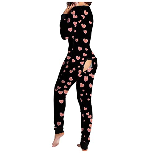 Pijama Mujer con Solapa Botón en el Trasero, Monos Enteros Impres...