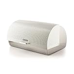 Swan Elegance Bread Bin with Textured Gloss Finish, Roll Top Design and Ventilation for Longer Freshness, 14L, White