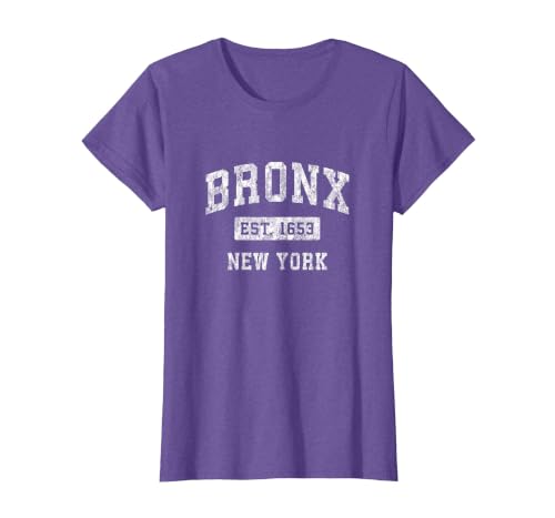 Bronx New York NY Vintage Established Sports Design T-Shirt, Women, Purple Heather, XX-Large