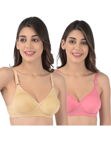 Image of Softline Women's Cotton Rich Wire-Free Non-Padded Molded Bra Combo | Full Coverage & Breathable Comfort | Lightweight, Skin-Friendly Everyday Wear (Pack of 2)